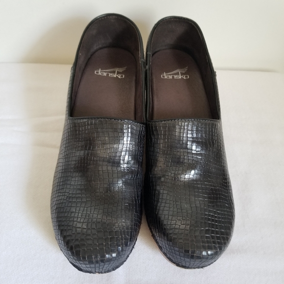 Dansko Marisol Pewter Metallic Leather Croc Clogs EU 40 - Picture 2 of 8